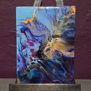 Abstract Blue and Gold Art Piece